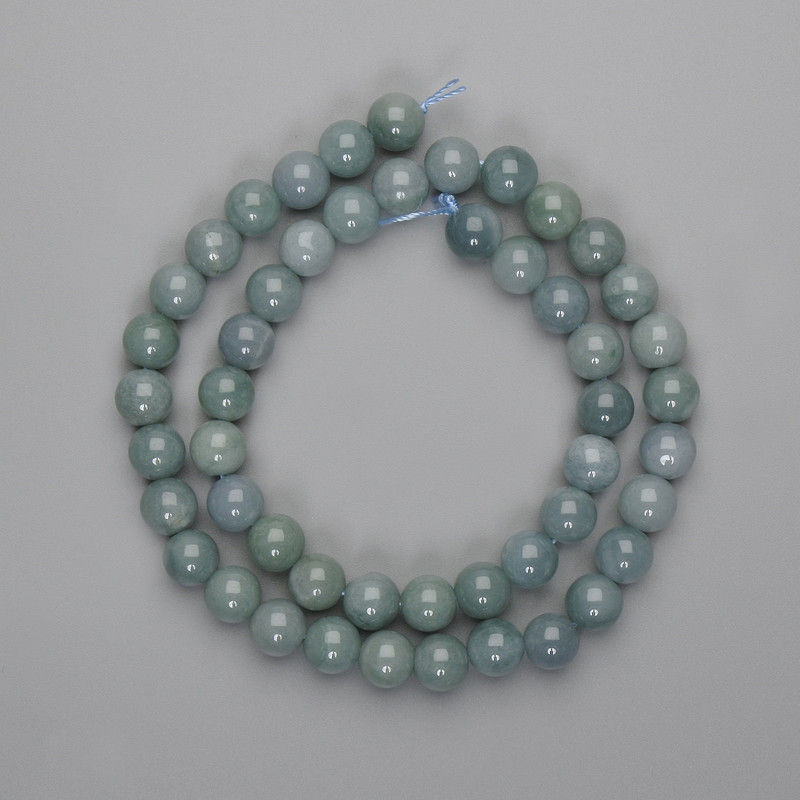 Koraliki jadeitu – gładkie kulki 8 mm, długość 38 cm