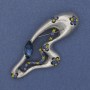 Broszka-zawieszka «Akcent» z cyrkoniami, metal srebrzysty, 73×32 mm+