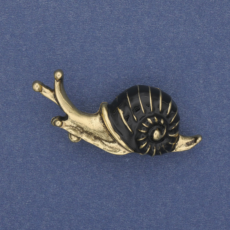Broszka «Ślimak» z emalią złocistą, metal 39×22 mm+
