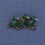 Broszka Ptaki na gałęzi zielona emalia srebrzysty metal 35×19 mm+