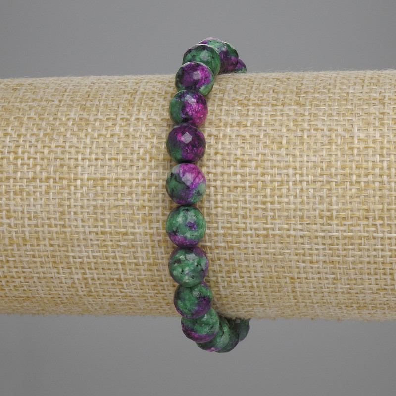 Bransoleta z zoizytu fasetowanych kuleczek 8 mm, długość 18 cm ±, elastyczna