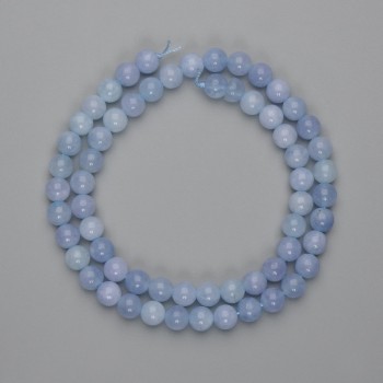 Koraliki akwamarynu, gładkie kuleczki 6 mm ±, długość 38 cm ±, na nitce