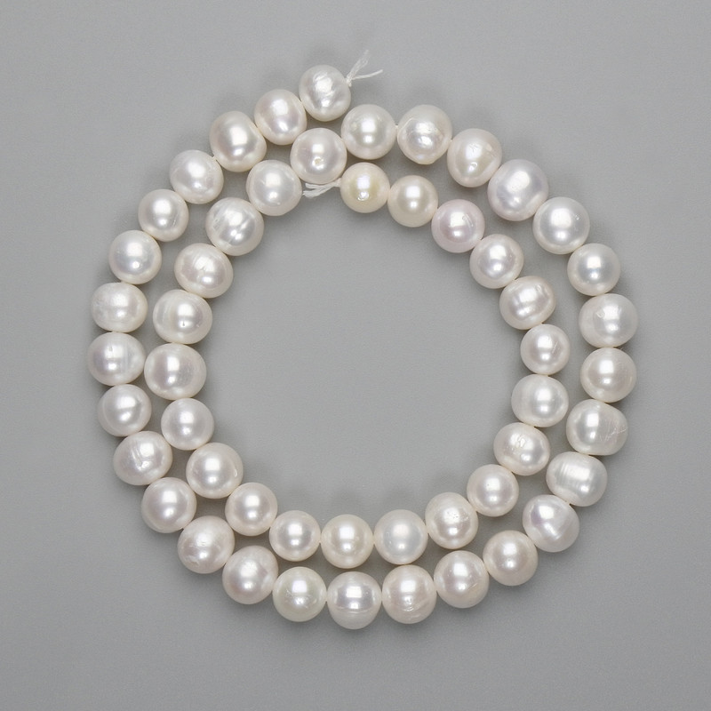 Koraliki z naturalnych pereł rzecznych 8,5–9×8 mm, długość 39 cm, na nitce