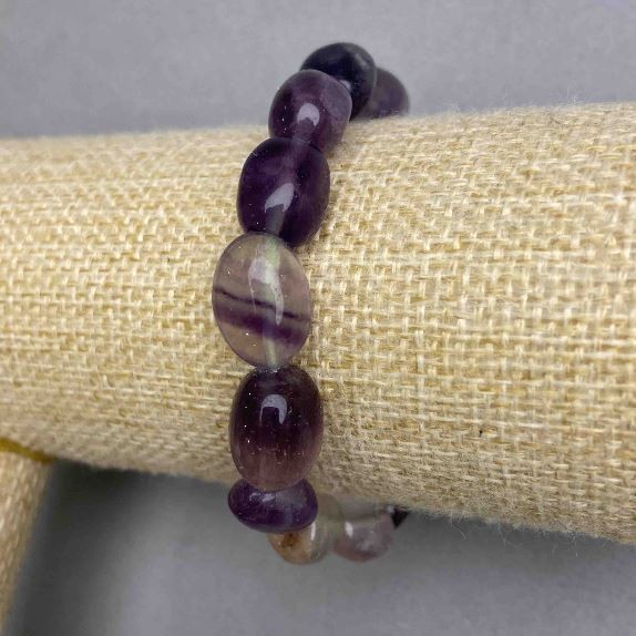 Bransoletka z fluorytu galetowego, średnica 13–15×9, 5–10, 5 mm ±, długość 18 cm ±, na elastycznej gumce