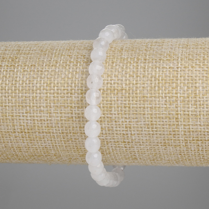 Bransoletka z białego kwarcu, fasetowane kuleczki o średnicy 6 mm, długość 18 cm, na elastycznej gumce