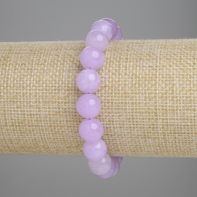 Bransoletka z kunzytu – gładka kulka, średnica 10 mm, długość 18 cm, elastyczna