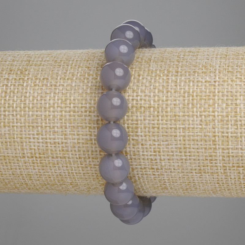 Bransoletka z dymnego agatu, gładka kulka, średnica 10 mm, długość 18 cm, elastyczna