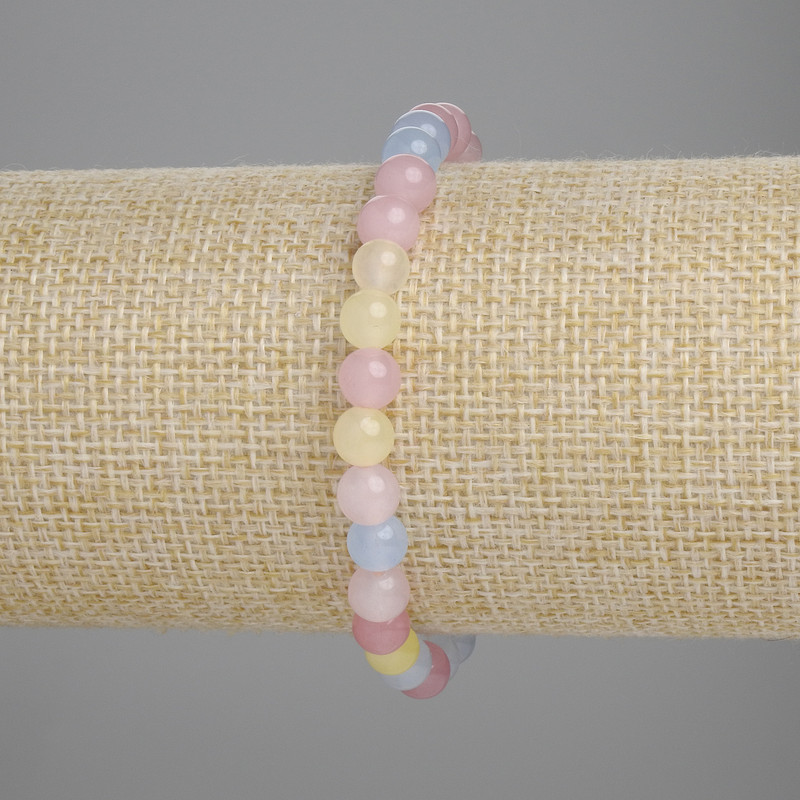Bransoletka z morganitu, gładkie kuleczki, średnica 6 mm, długość 18 cm, elastyczna