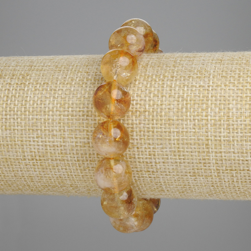 Bransoletka z cytryną, w formie gładkich kuleczek, średnica 12 mm, długość 18 cm, elastyczna