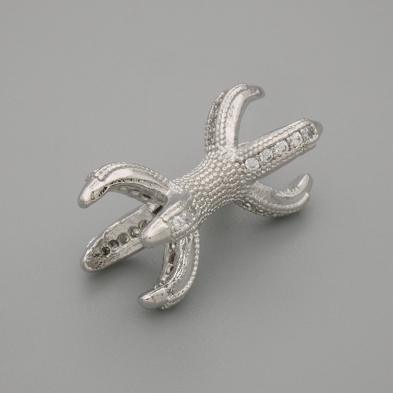 Koralik-wstawka z cyrkonią, kolor metalu srebrny, średnica 20×12 mm, otwór Ø 1,7 mm, za 1 szt.