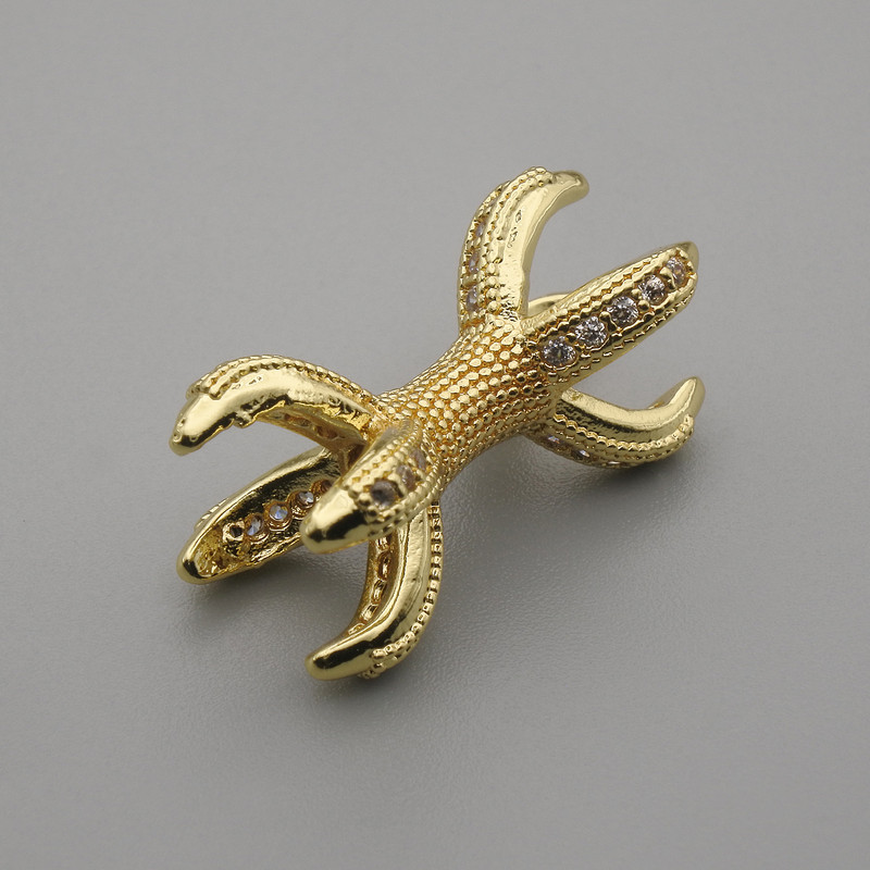 Koralik-wkładka z kryształami, kolor metalu złoty, średnica 20×12 mm ±, otwór 1,7 mm ±, za 1 szt.