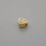 Koralik-wstawka w kształcie serca z cyrkoniami, złoty kolor metalu, średnica 6×5,5 mm, otwór 1,9 mm ±, za 1 szt.