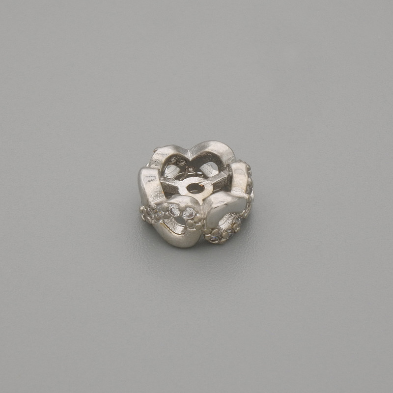 Koralik-wkładka srebrzysta, kolor metalu: srebro, średnica 8×4 mm ± otwór 1,1 mm ±, za 1 szt.