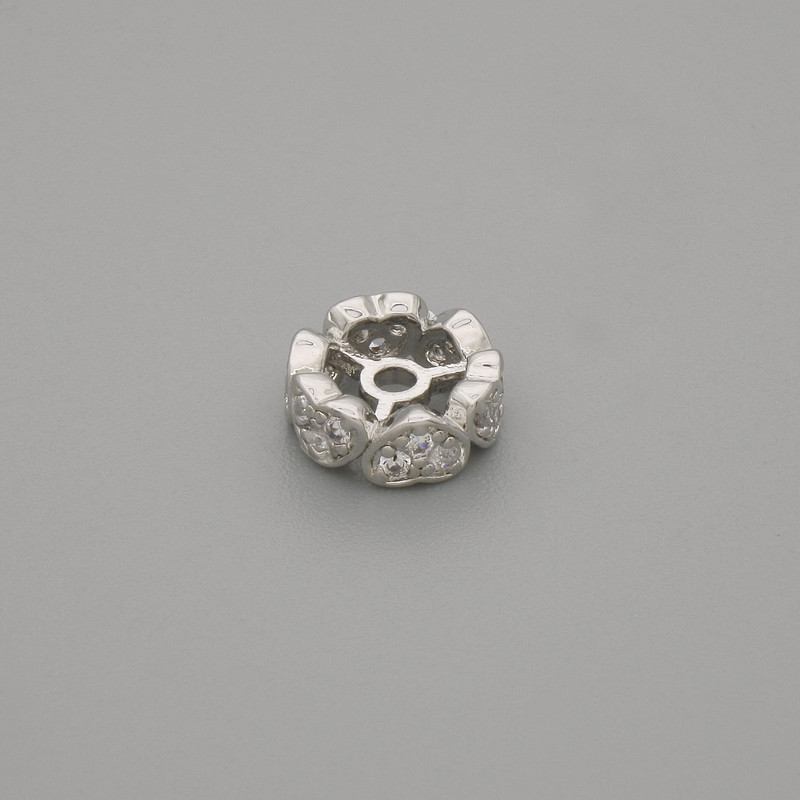Koralik-wkładka, kolor metalu: srebro, średnica 8×3 mm ± otwór, średnica 1,8 mm ± za 1 szt