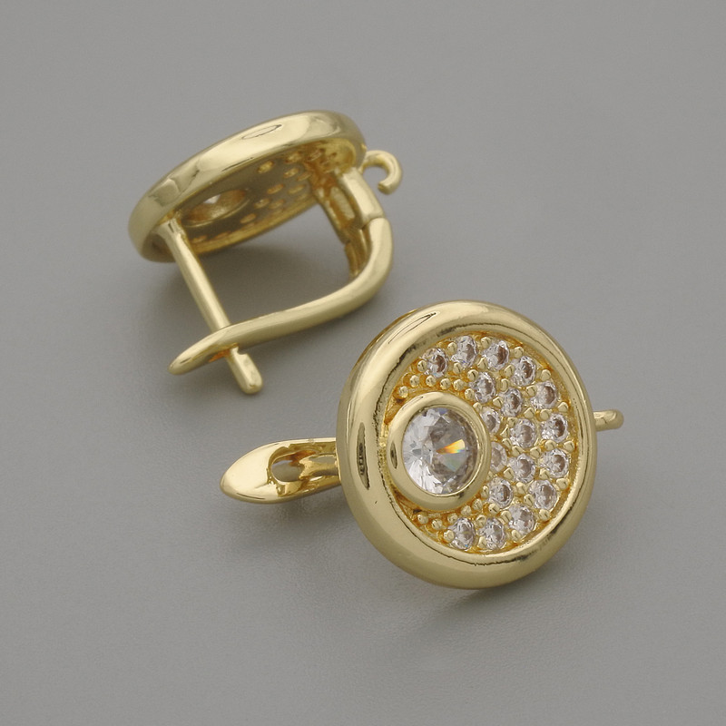 Sztyfty do kolczyków z metalu złoconego z kryształami 15×13 mm – para