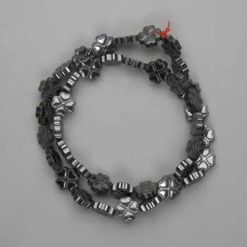 Koraliki hematytu w kształcie czterolistnej koniczyny 10×10 mm, długość ok. 41 cm