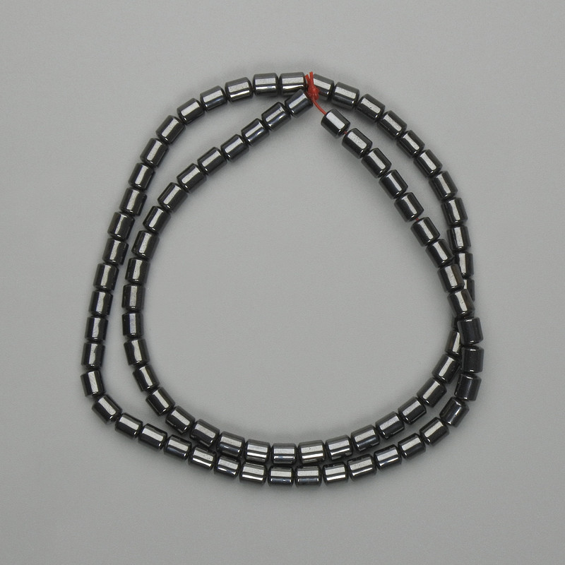 Koraliki hematitu cylindryczne 5×4 mm ±, długość 40 cm