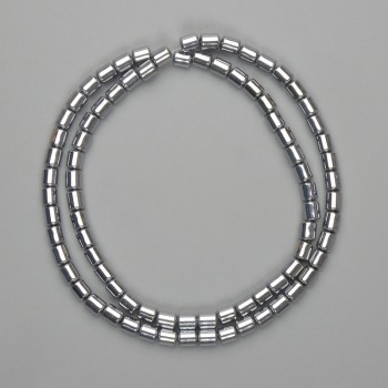 Koraliki hematytu cylindryczne 5×4 mm ± kolor srebrny, długość 40 cm+