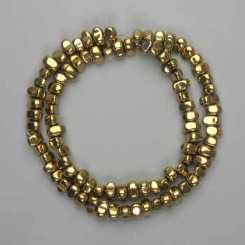 Koraliki hematytu fasetowane złociste 6-8 mm, 5x4-4, 5 mm ± kolor złoto, długość 39 cm+