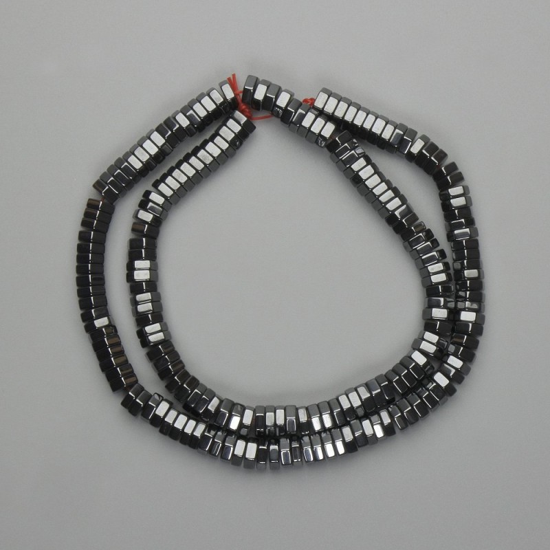 Koraliki hematytu w kształcie fasetowanego rondla 6×2 mm, długość 40 cm