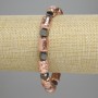 Bransoletka z lawy wulkanicznej, kolor miedziowy, cylindryczne koraliki 12×8 mm ±, fasetowany hematyt 5,5×6 mm ±, długość 18 cm ±, na elastycznej gumce