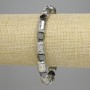 Bransoletka z lawy cylindryczna, jasnosrebrny kolor 12×8 mm ± hematyt fasetowany 5,5×6 mm ± długość 18 cm ± elastyczna