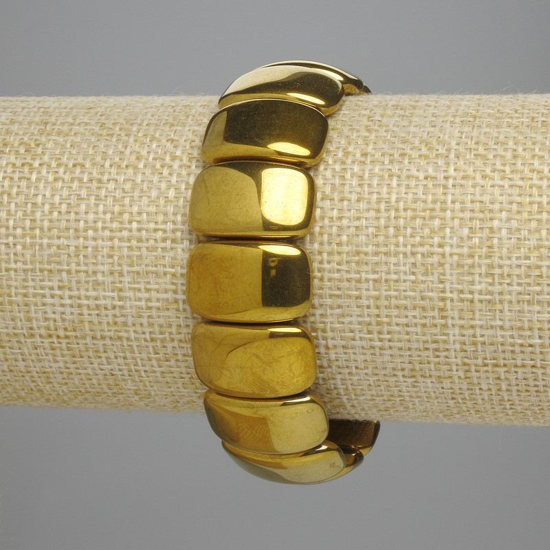 Bransoletka z hematytu w odcieniu ciemnego złota – ogniwa 20×12 mm, długość 18 cm, elastyczna