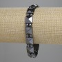 Bransoletka hematyt fasetowana, kwadratowe ogniwo 10×10 mm, kuleczka 4 mm, długość 18 cm, elastyczna