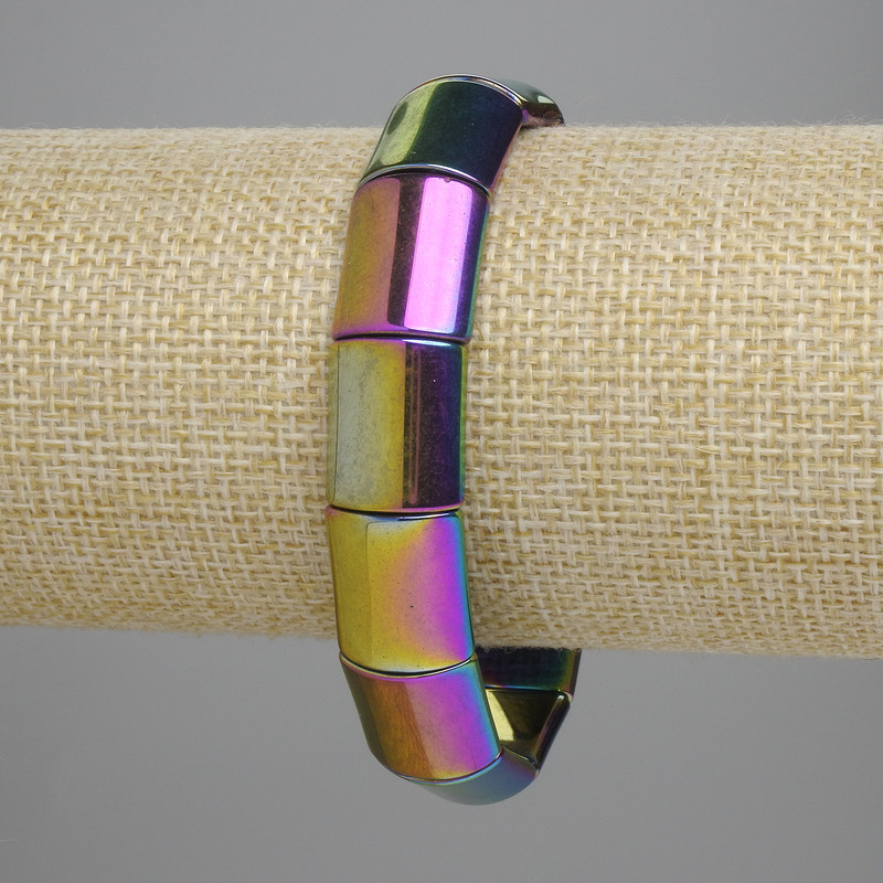 Bransoletka z hematitu tęczowego, ogniwo 15×13 mm, długość 18 cm, elastyczna