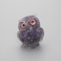 Figurka sowy z przetworzonych drobin ametystu, wymiary około 60×50×40 mm+