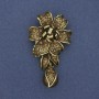Broszka-wisiorek w kształcie kwiatu z perłą i cyrkoniami, kolor metalu brązowy, 60×32 mm+