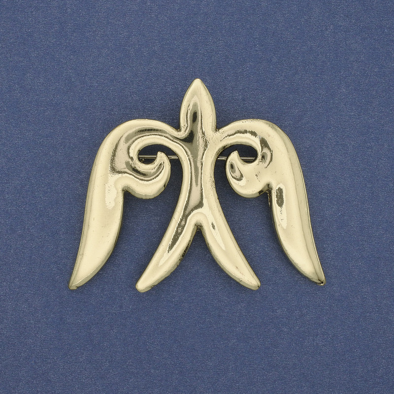 Broszka-wisiorek Jaskółka, złoty metal, 57×46 mm+