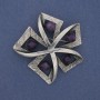 Broszka Akcent Ametyst – srebrzysty metal, 60 mm+
