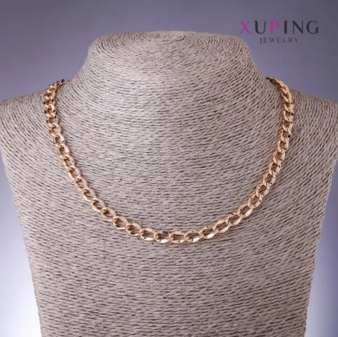 Łańcuszek Xuping1, wygięty splot romboidalny, grubość 7 mm, długość 51 cm, pozłacany 18K