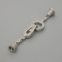 Furnitura jubilerska – zapięcie zakończeniowe w kolorze metalu srebrnym, z kryształami, średnica 20×11 mm, długość około 52 mm