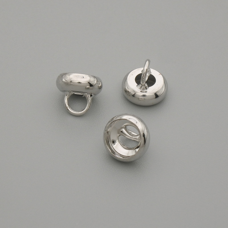 Końcówka kapeluszykowa do koralików, kolor metalu: srebrny, średnica 7×1 mm, otwór 3 mm