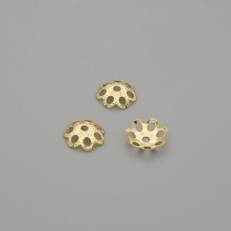 Kapturek do koralików złoty 5,5 mm ±, otwór 0,7 mm ±, opakowanie 10 szt.