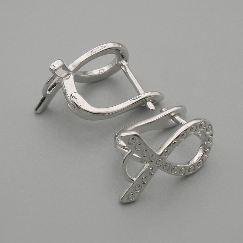Haczyki do kolczyków z metalu o srebrzystym kolorze, 16×11 mm, para