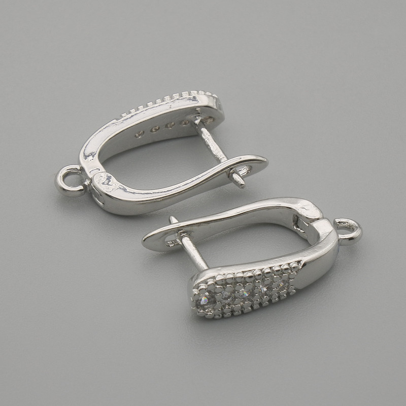 Sztyfty do kolczyków srebrzyste z białymi cyrkoniami 15×4 mm ± para