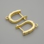 Haczyki do kolczyków, białe cyrkonie, metal złocisty, 15×3 mm, para