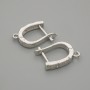 Bigle do kolczyków z białymi cyrkoniami, metal srebrzysty, 15×3 mm ± para