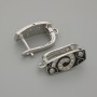 Haczyki do kolczyków, białe kryształki, czarna emalia, metal srebrzysty, 16×7 mm, para