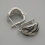 Haczyki do kolczyków, białe cyrkonie, czarna emalia, srebrzysty metal, 15×9,5 mm ± para