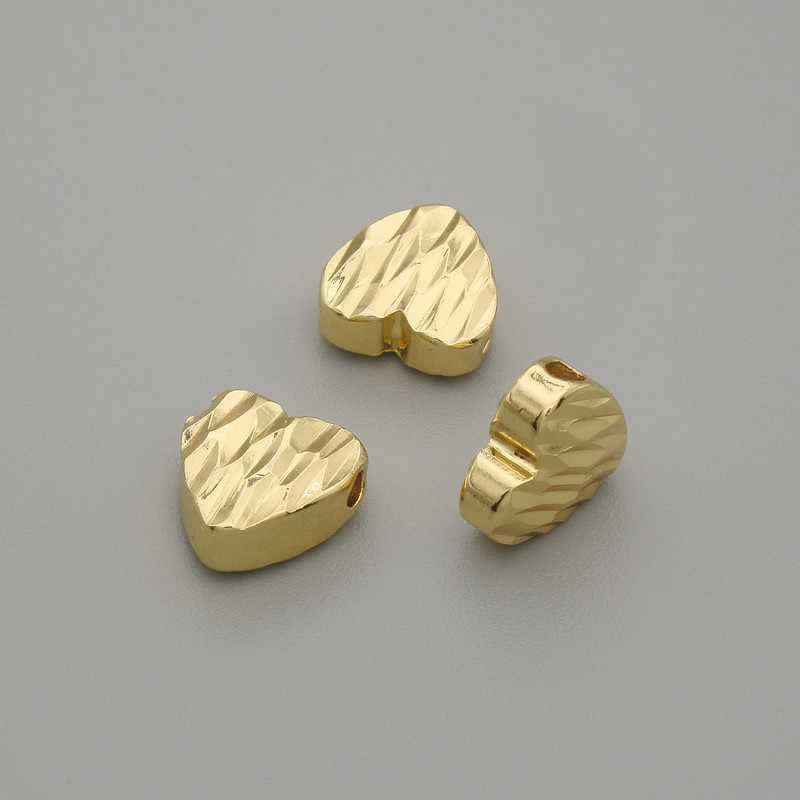 Koralik-wkładka w kształcie serca, kolor złoty, średnica 7,5×8 mm, otwór 1,8 mm, za 1 szt. +