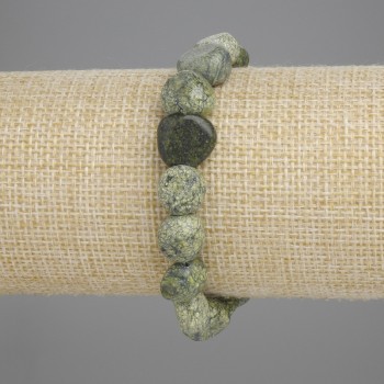 Bransoletka z serpentynu galetowana, średnica 10–12×10–11 mm, 5 mm ±, długość 18 cm ±, na elastycznej gumce