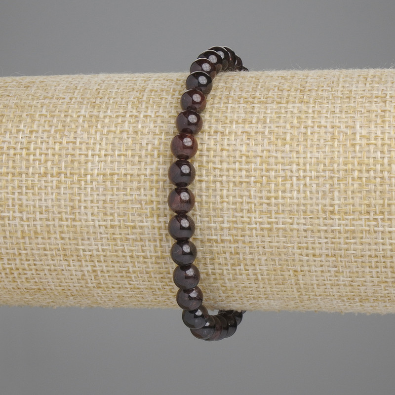 Bransoletka z granatu, gładkie kulki, średnica 5 mm ±, długość 18 cm ±, elastyczna