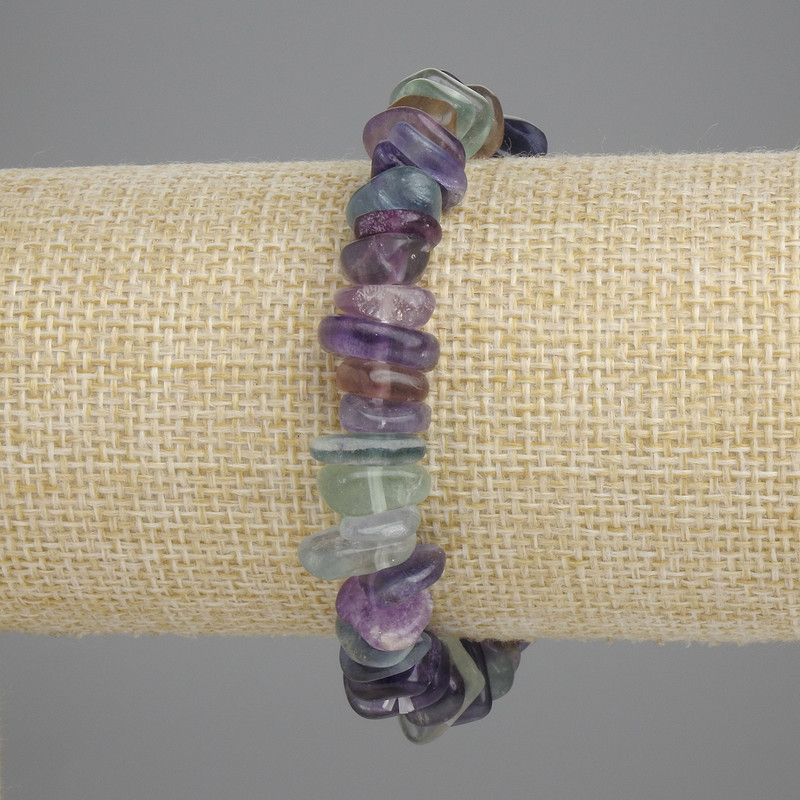 Bransoletka z fluorytu, drobinki, średnica 8–12×3–4 mm ±, długość 18 cm ±, elastyczna