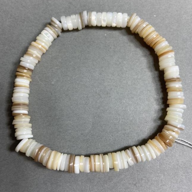 Bransoletka z muszli Skafarka rondel, średnica 6×1,5 mm, długość 18 cm, elastyczna