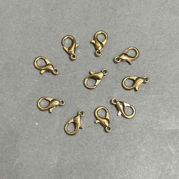 Zapięcie karabińczykowe 14×6 mm ±, metal złoty, opakowanie 10 szt.