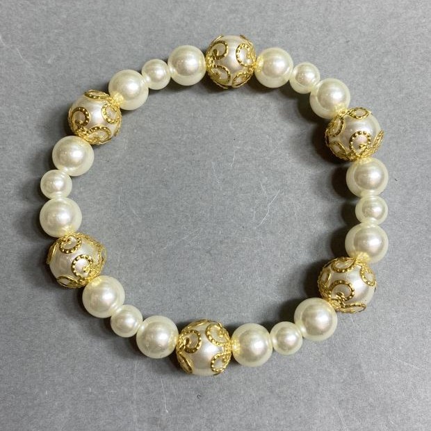 Bransoletka Majorka (akryl) kuleczki 6 mm, 8 mm i 10 mm z metalowymi wstawkami, długość 18 cm ± elastyczna